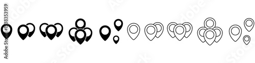 Location vector icon set. Pin icon. Map pin illustration sign collection. point symbol. Position logo.