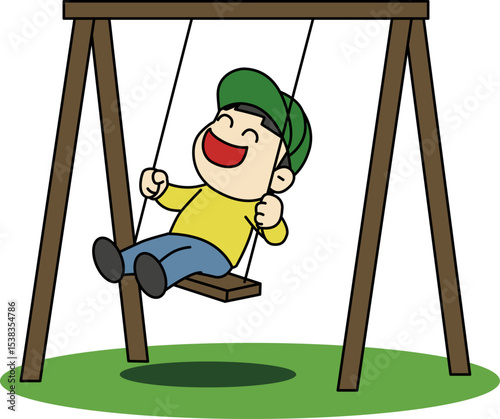 an illustration of a swinging child