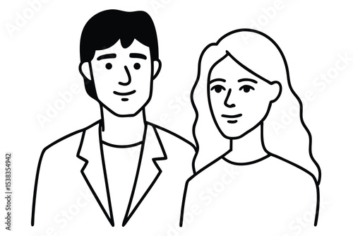 Couple line art vector illustration
