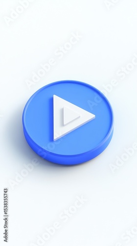 Free Download A light-blue, circular, 3D button features a raised, white play symbol.  It's subtly shadowed against a plain white background - GFXLoad