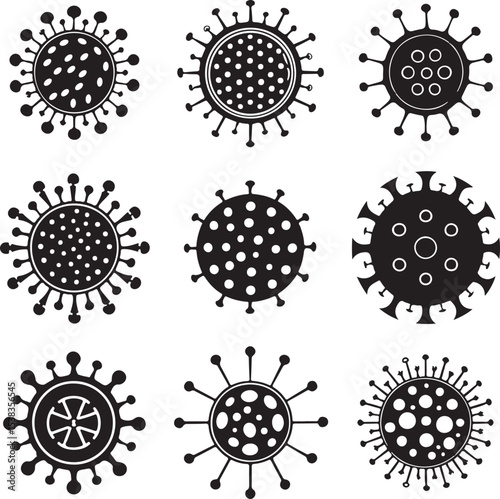 Corona Virus Silhouette Icon Set