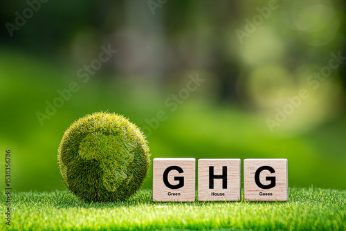 Papier peint Green House Gases (GHG) Concept; Climate change due to GHG gas; Antarctica in da