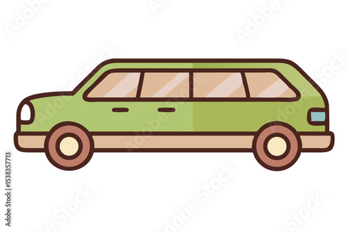 Green limousine side profile illustration