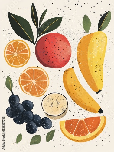 artistic set of tropical fruits