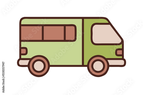 Simple illustration of a green passenger van