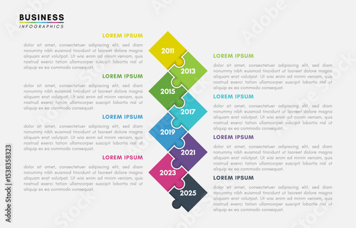 Colorful business timeline infographic design template, vector illustration.