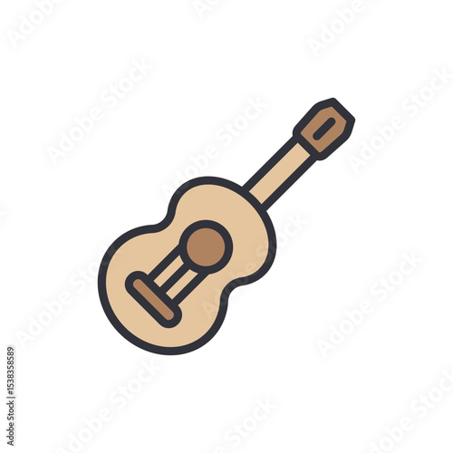 Illustration Of An Acoustic Guitar In Light Brown And Beige Colors