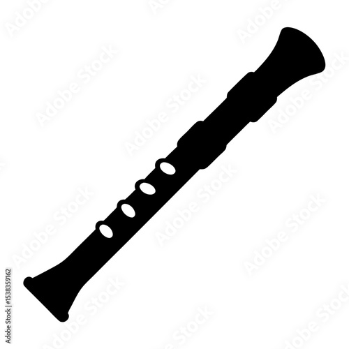 Silhouette of a musical instrument, possibly a clarinet or similar wind instrument