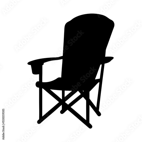 Silhouette of a foldable camping chair for outdoor relaxation in nature