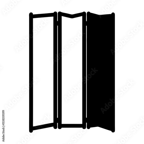 Simple black and white room divider or folding screen illustration artwork