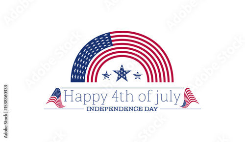 Retro style abstract memorial day concept vector design icon, happy 4th july text. Round usa freedom day design banner to use for 4th july independence day projects. 