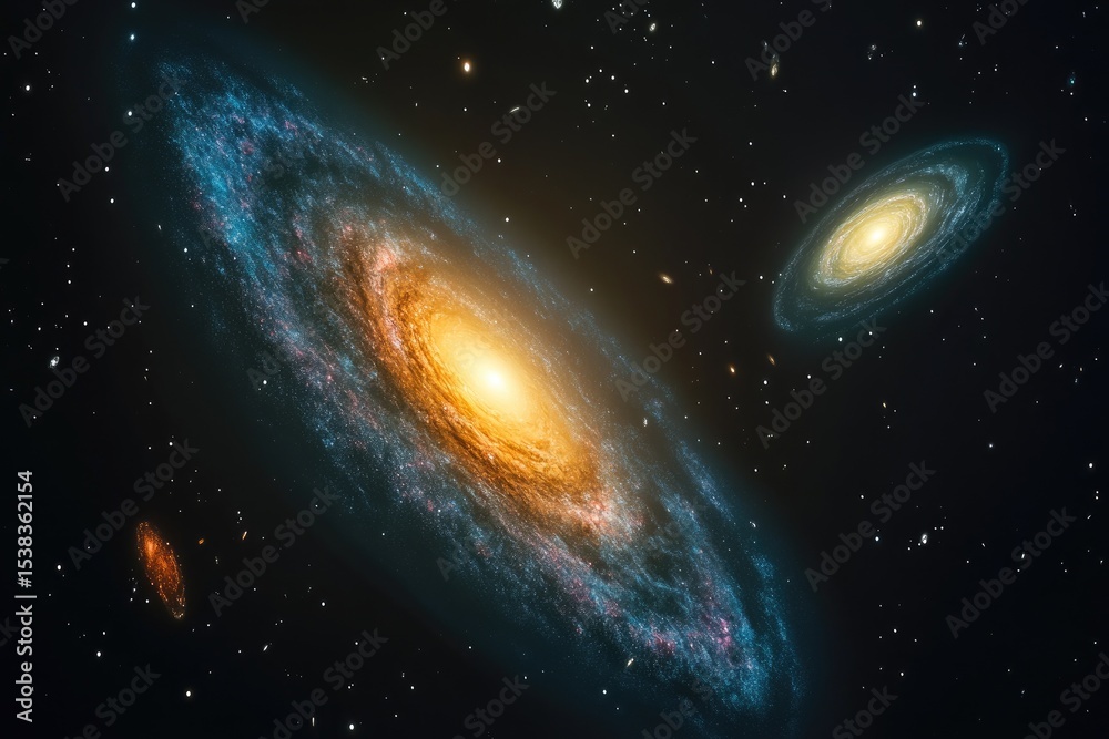 Fototapeta premium A spiral galaxy, showcasing intricate details and cosmic dust.