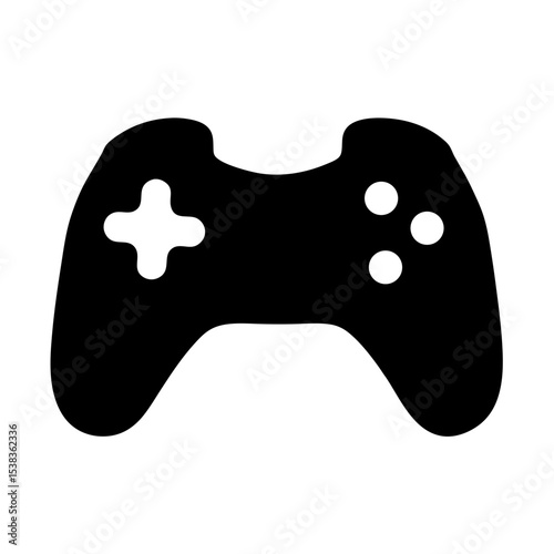 Black and white illustration of a simple console gaming controller icon