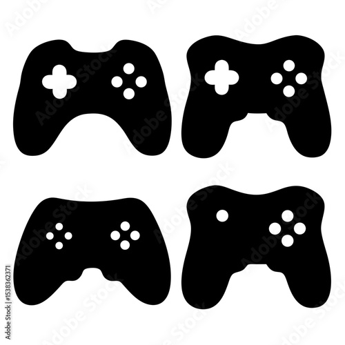 Four game controller silhouettes offering different button and form designs