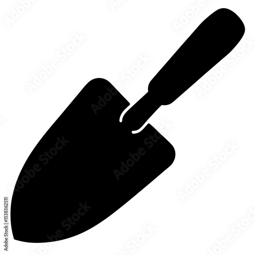 Black Silhouette of a Small Hand Trowel for Gardening and Planting