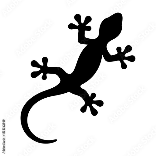 Silhouette of a lizard or gecko with sticky feet climbing the wall
