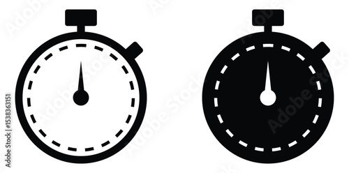stopwatch icon vector in editable stroke and filled.