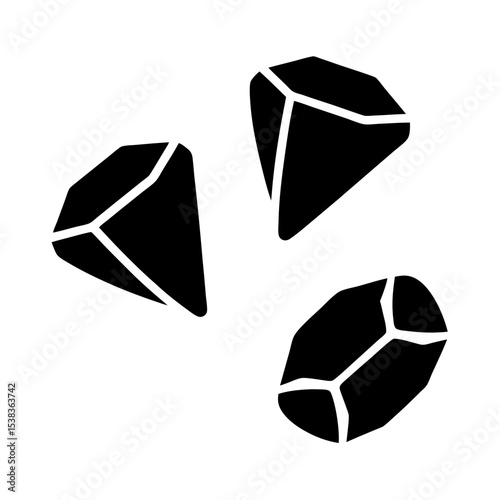 Three Abstract Black Diamond Shapes with Geometric Lines in Simple Arrangement