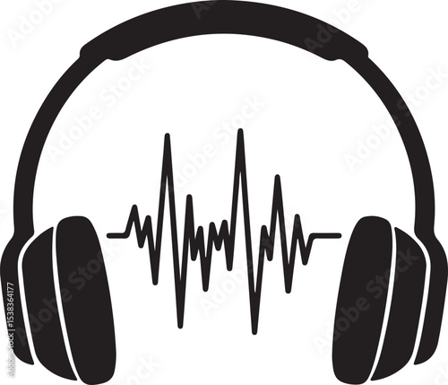 White background stereo headphones for music and audio entertainment