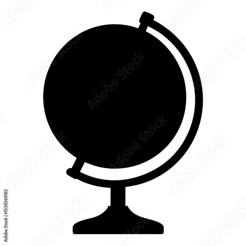 Silhouette image of a globe on a stand, ideal for educational purposes