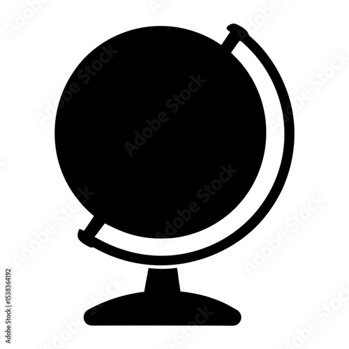 Monochrome vector illustration of a world globe on a stand geography concept
