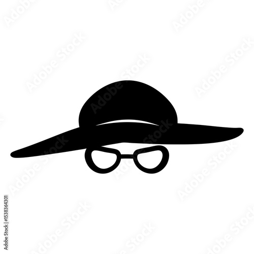 Simple illustration of a person hiding behind a hat and sunglasses