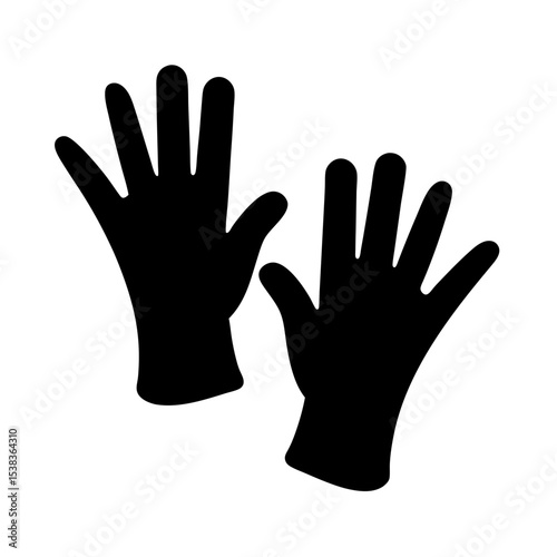 Two black glove silhouettes, illustrating protection or preparedness for multiple tasks