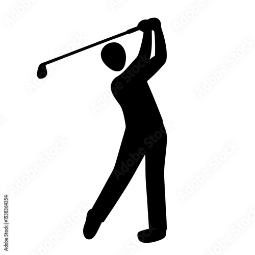 Silhouette of a golfer swinging a club against a white background