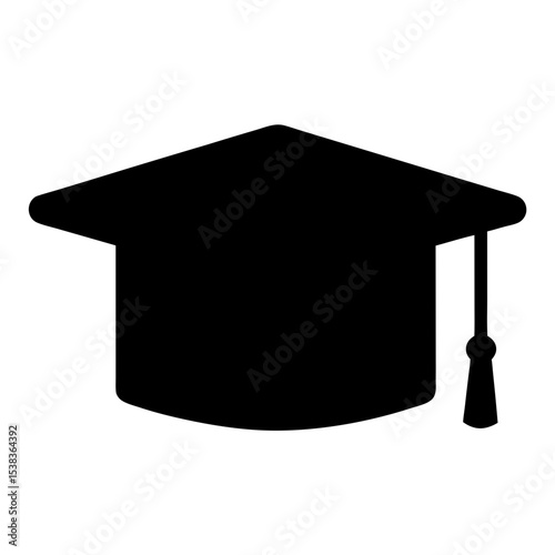Graduation Cap Silhouette Illustrating Academic Achievement and Future Success in Black