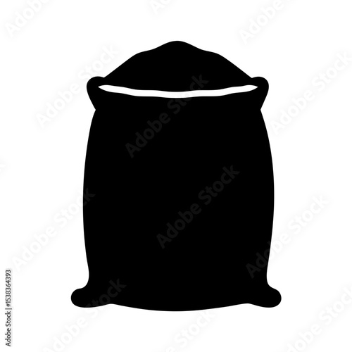 Black Silhouette Illustration of a Full Bag, Representing Harvest and Storage