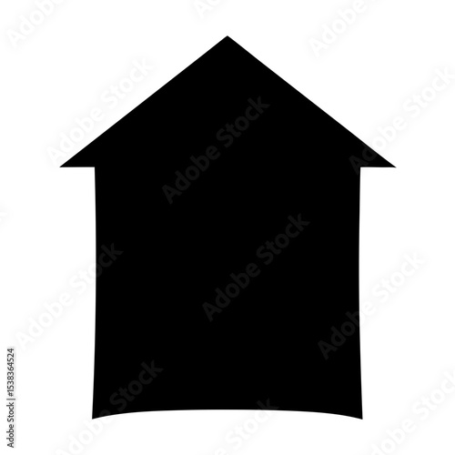 Simple black house silhouette with a peaked roof on a white background