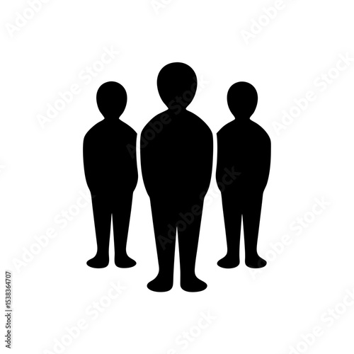 Graphic representation of three stylized figures standing in a group outline