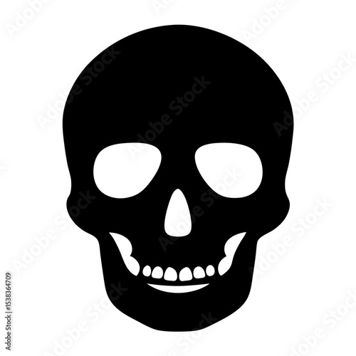 Black and white skull illustration for Halloween celebration and spooky theme