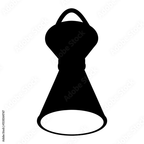 Dramatic black spotlight casting illumination, isolated on white background for creative designs