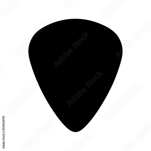 Black guitar pick silhouette isolated on white background for musical instrument