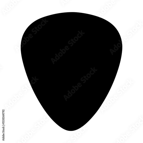 Isolated black guitar pick on a white background representing music icon