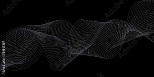 Abstract black background with whit line. Modern template abstract design flowing particles digital frequency track equalizer. abstract wave line for banner, wallpaper background with wave design