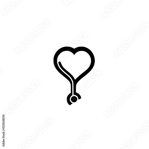 Stylized black heart icon with a looped tail showing creativity and simplicity in design for modern graphics