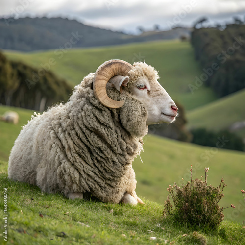 arles merino sheep ram standing