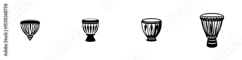 Black icons representing various drum types in a minimalist style on a white background