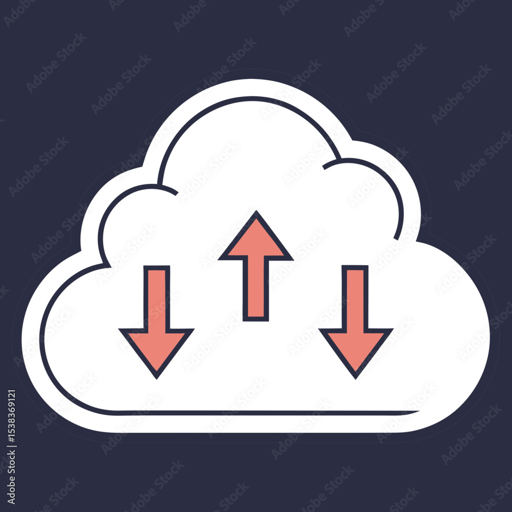 Cloud with arrows upload and download icon