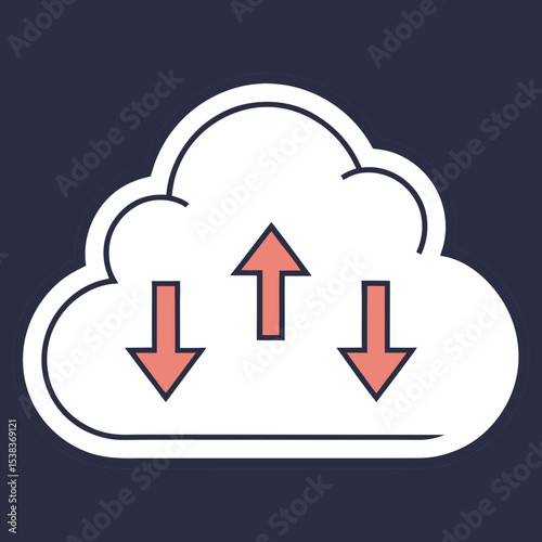 Cloud with arrows upload and download icon
