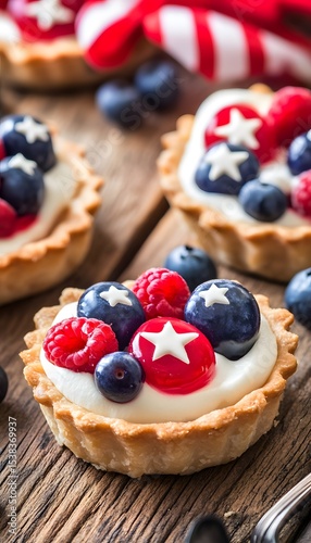 Wallpaper Mural Vertical close-up of traditional 4th of July desserts on a wooden table Torontodigital.ca