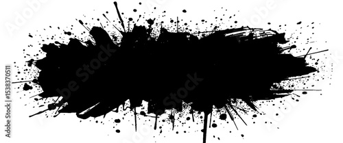 Vector stylish black brushstroke banner with ink splash	