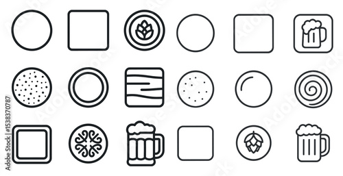 Beer and brewery line icons set – outline, silhouette, craft brewing symbols