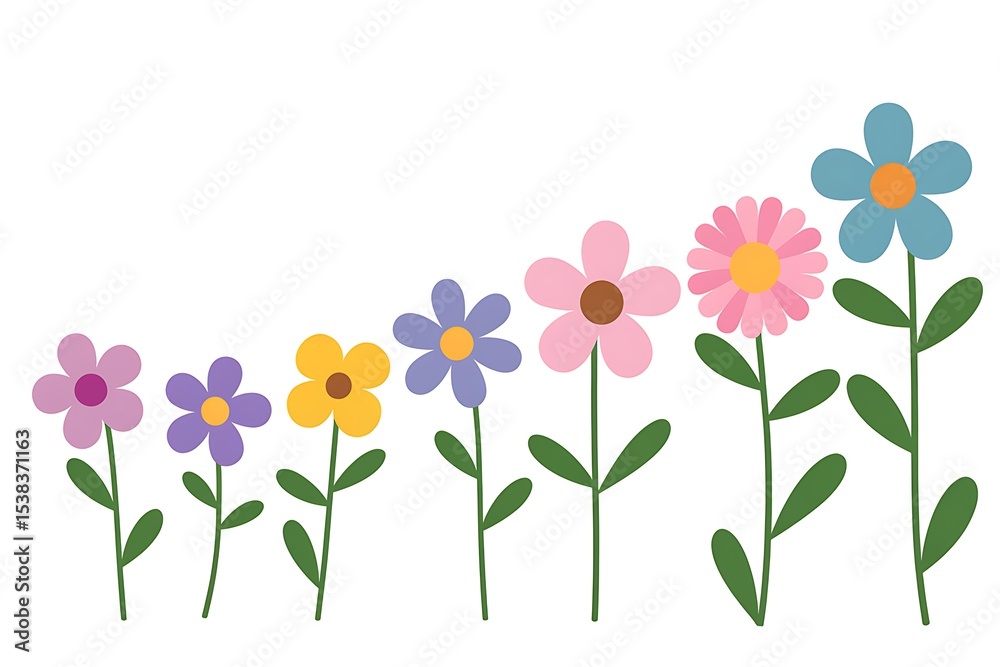 Naklejka premium Vibrant Spring Flowers: Growth and Nature's Beauty in Diverse Blooms