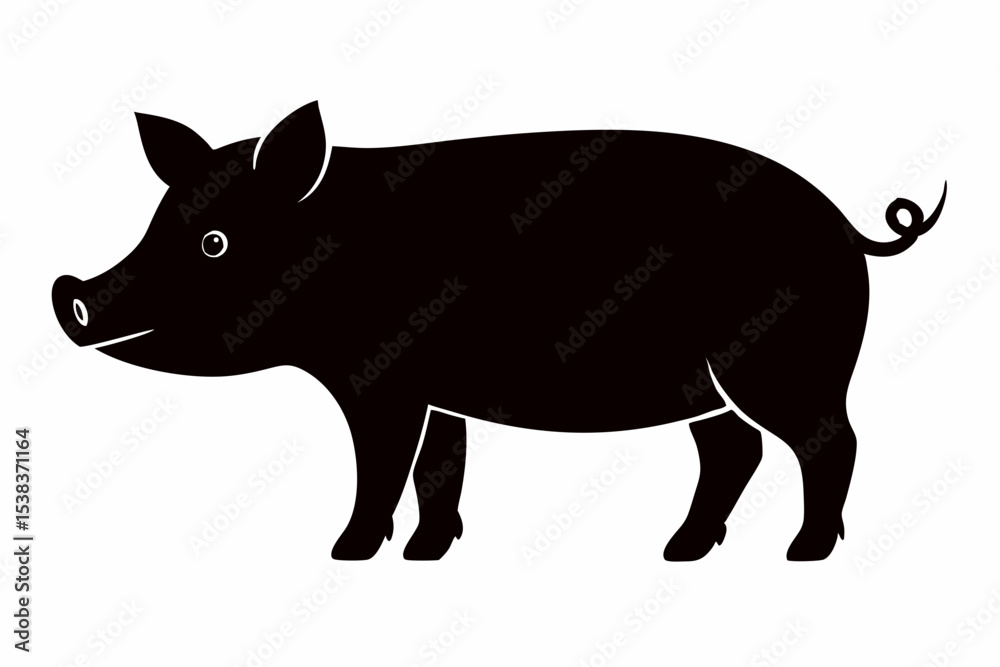 Fototapeta premium High-Quality Pig Silhouette Vector Illustration for Agricultural Projects