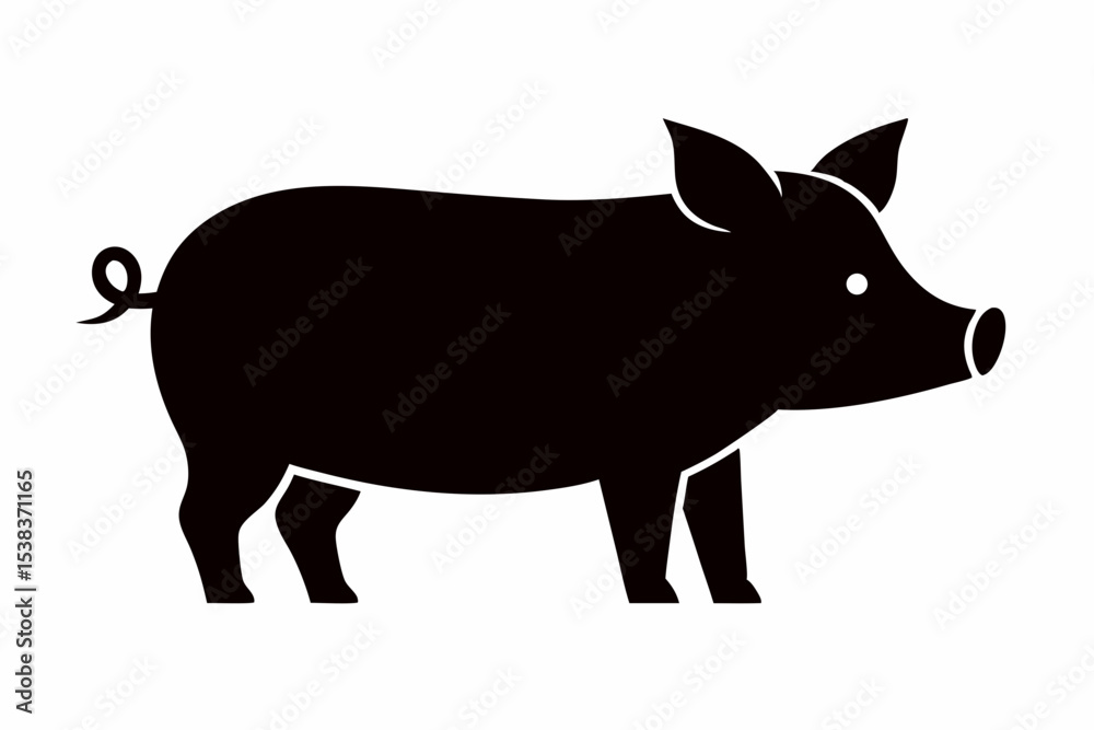 Fototapeta premium Stylish Black Silhouette Pig Vector Art for Farm Animal Designs