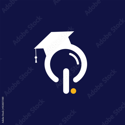 A graduate's innovative idea concept. education logo. 