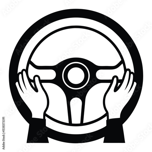  Steering Wheel with Hands Icon (Outline)
